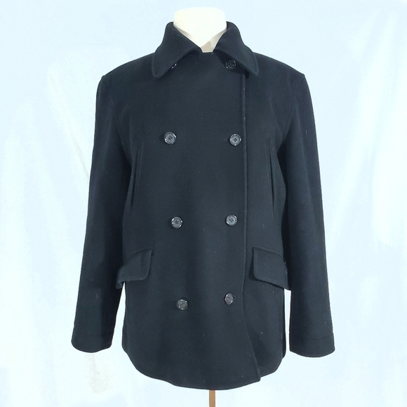 J. Crew Black Wool & Cashmere Winter Pea Coat - Picture 2 of 11